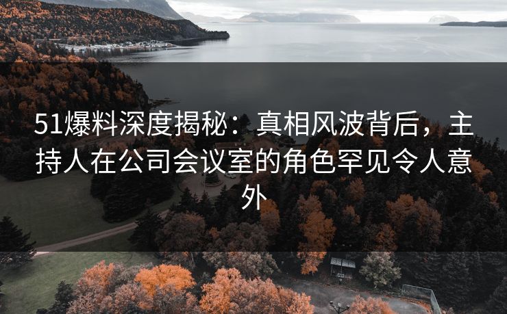 51爆料深度揭秘：真相风波背后，主持人在公司会议室的角色罕见令人意外