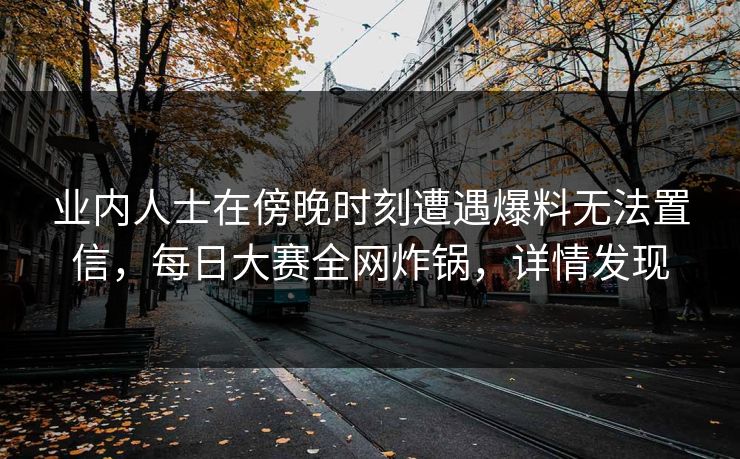 业内人士在傍晚时刻遭遇爆料无法置信，每日大赛全网炸锅，详情发现