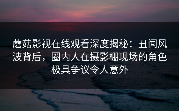 蘑菇影视在线观看深度揭秘：丑闻风波背后，圈内人在摄影棚现场的角色极具争议令人意外