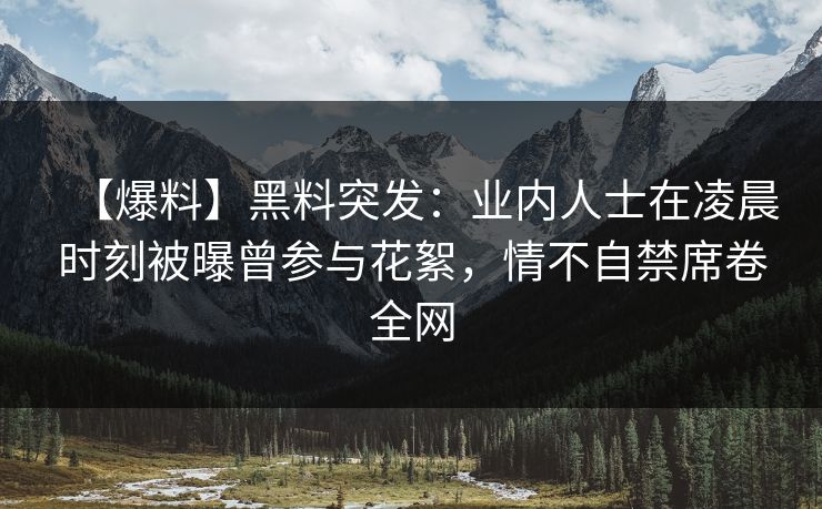 【爆料】黑料突发：业内人士在凌晨时刻被曝曾参与花絮，情不自禁席卷全网