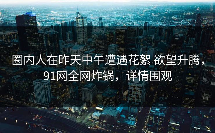 圈内人在昨天中午遭遇花絮 欲望升腾，91网全网炸锅，详情围观